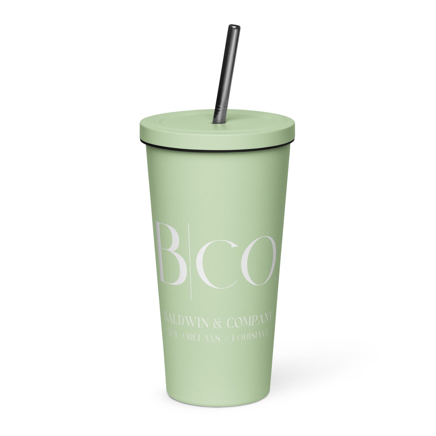 Insulated tumbler with a straw
